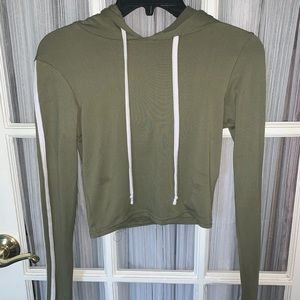cropped army green hoodie